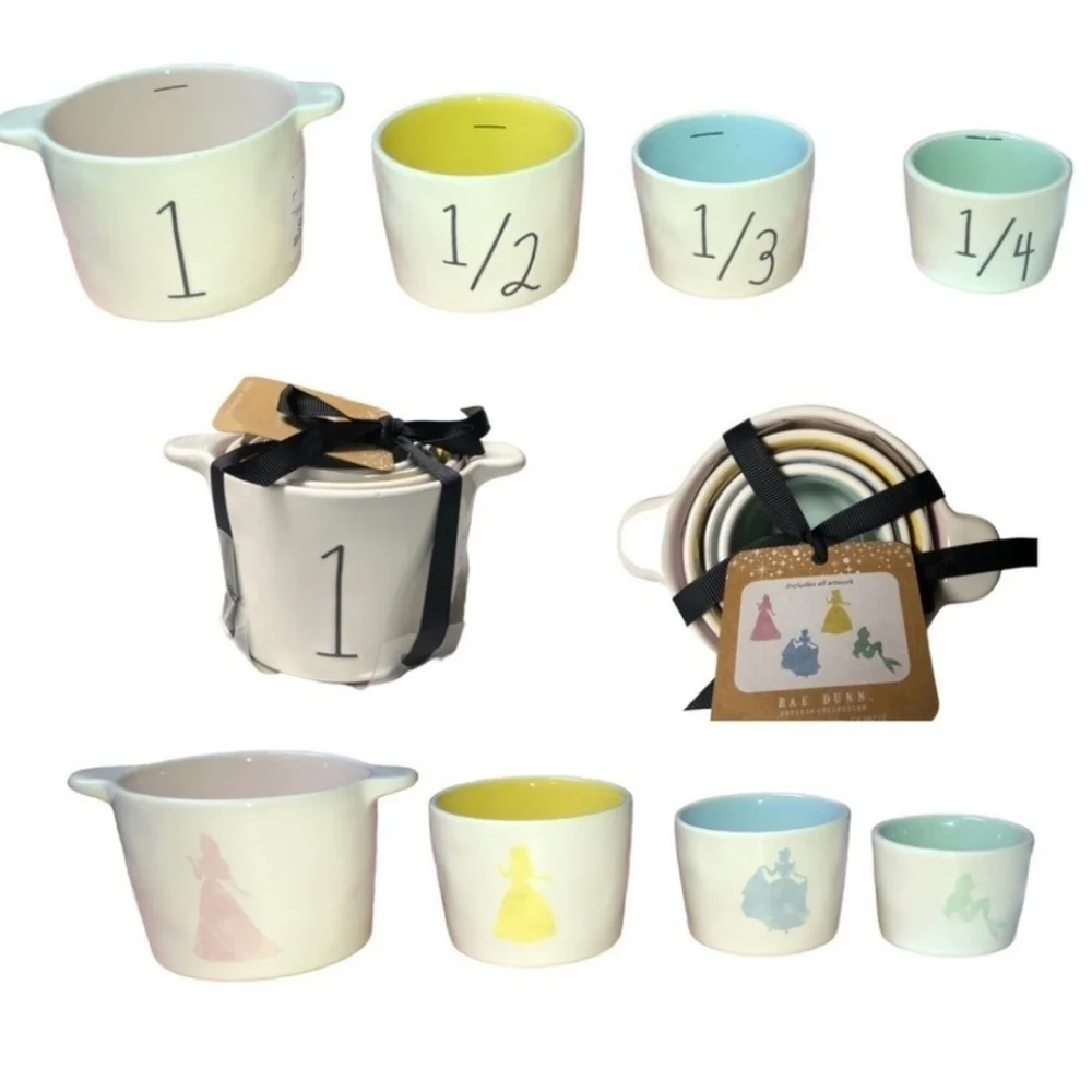 Rae Dunn Disney Princesses 4 ceramic measuring cups.‎ New!